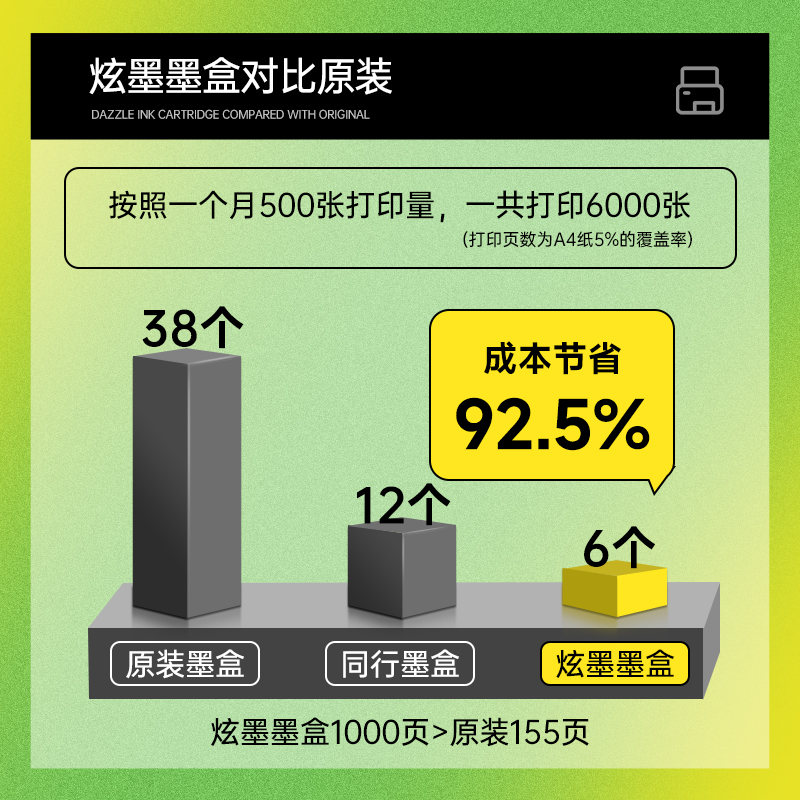 【加大容量】炫墨适用hp/惠普3776墨盒DeskJet hp3776打印机喷墨彩色墨水盒黑色喷墨3776墨盒可加墨-图1