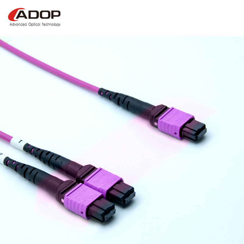 ADOPMPO-MPO16芯APC母头OM4光纤跳线 400G 800G模块一分二光纤跳线 进口康宁光纤 国产光纤 - 图0