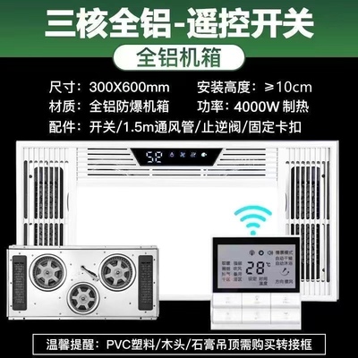 照明一体卫生间浴室暖风机冬天洗澡电暖气宝宝洗澡暖风机嵌入挂式