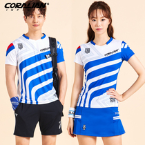 Leann Korea badminton suit womens suit mens short sleeve blouse summer new breathable speed dry training goalwear