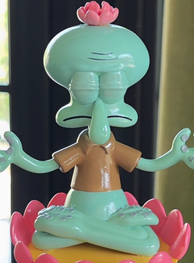 章鱼哥摆件手机支架桌面莲花宝座ipad平板桌面可爱创意摆件礼物