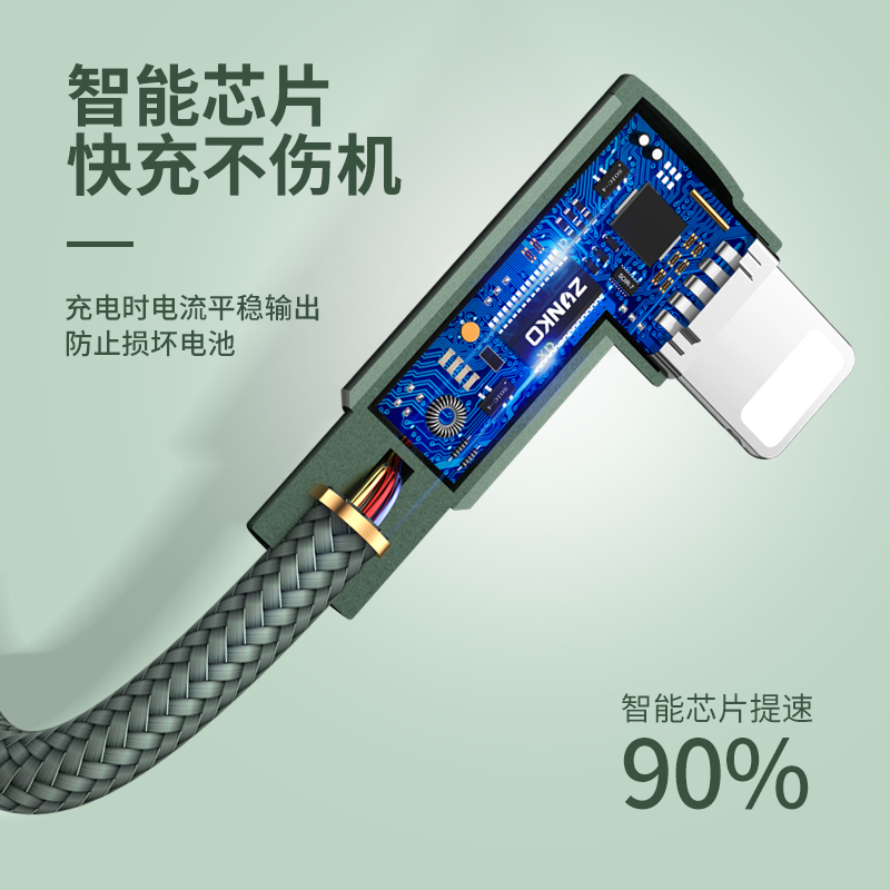 尊客适用苹果手机数据线充电宝专用iphone13pro短款0.2m便携14plus充电typec转lightning弯头0.25米11快充PD - 图1