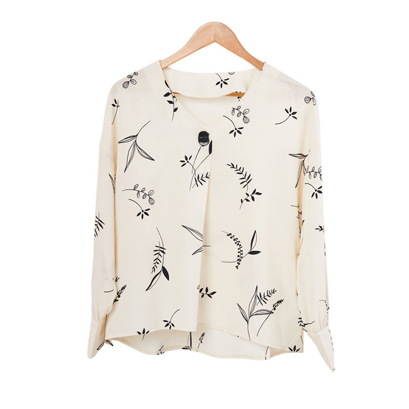 dooc长袖印花雪纺衫2022秋季衬衫 dooc衬衫