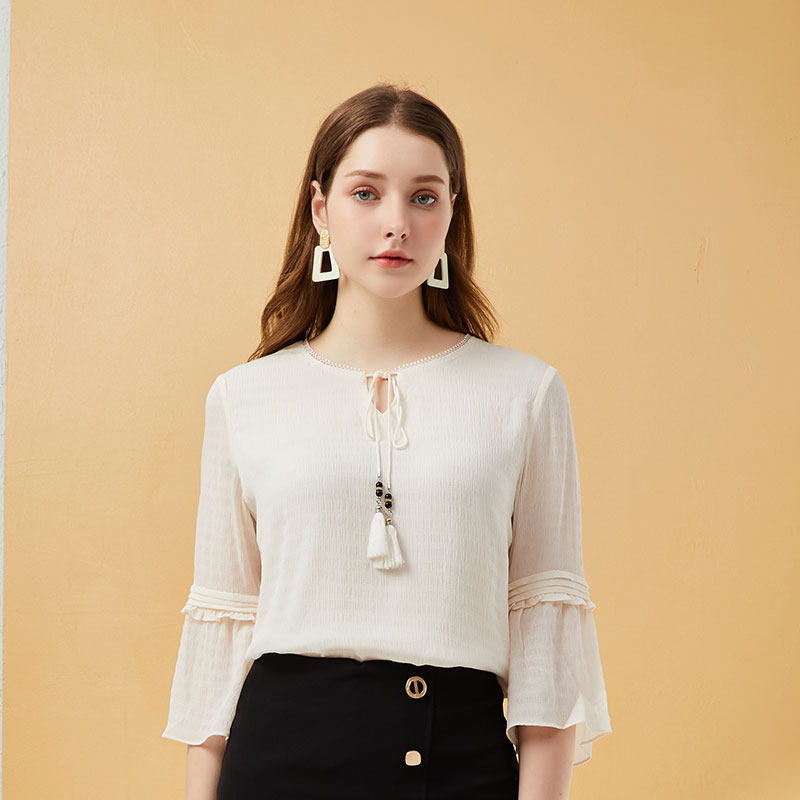 dooc雪纺衫2022春季新款宫廷风衬衫 dooc衬衫