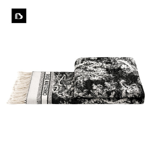 柏洛斯Di@r印花藤高级感床上床尾毯样板间搭毯搭巾披肩羊毛毯子 - 图0