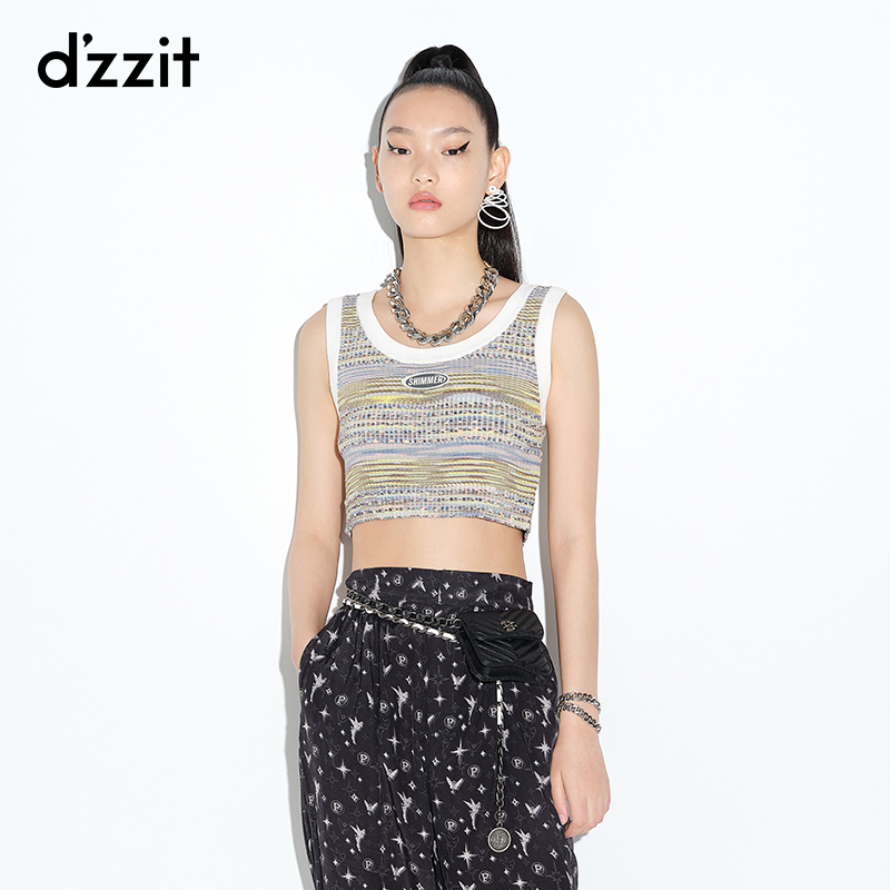 dzzit地素 奥莱夏款短款复古修身针织背心女3D2E2116P - 图0