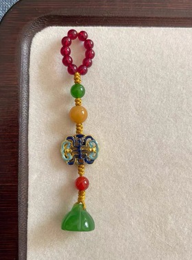 新中式珐琅福临彩蝶旗袍压襟流苏复古高端精致唐装汉服挂件配饰女