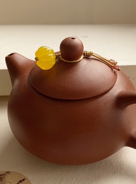 茶壶吊坠紫壶盖小提溜紫砂壶西施壶配饰手把件拉绳款优盘挂坠葫芦