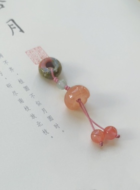 雨花石隔珠吊坠天然玉髓雕刻件diy手链小提溜 饰品配件小挂坠南红