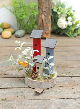 木质摆设摆件自然角幼儿园植物角微景观户外装饰别墅庭院花园布置