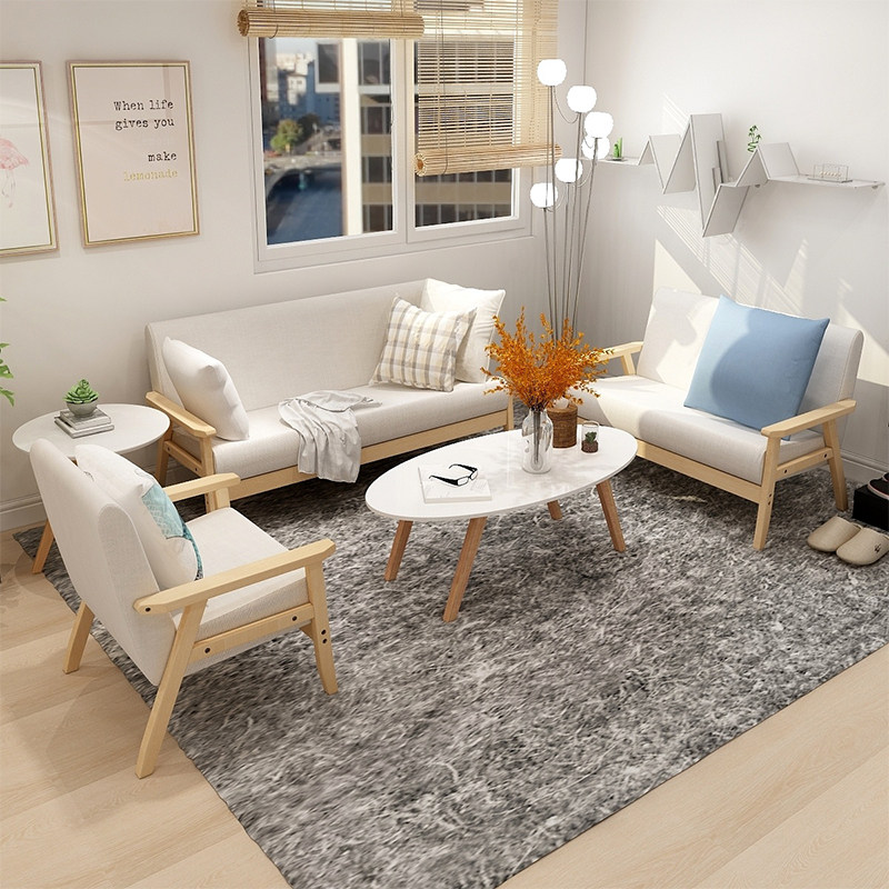 日式沙发小户型简约原木风双人椅 馨闪布艺沙发