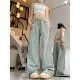 Hot Girl Style Pearl Jeans 2026 Summer New Casual Loose High Waist Slim Wide Leg Drape Straight Pants