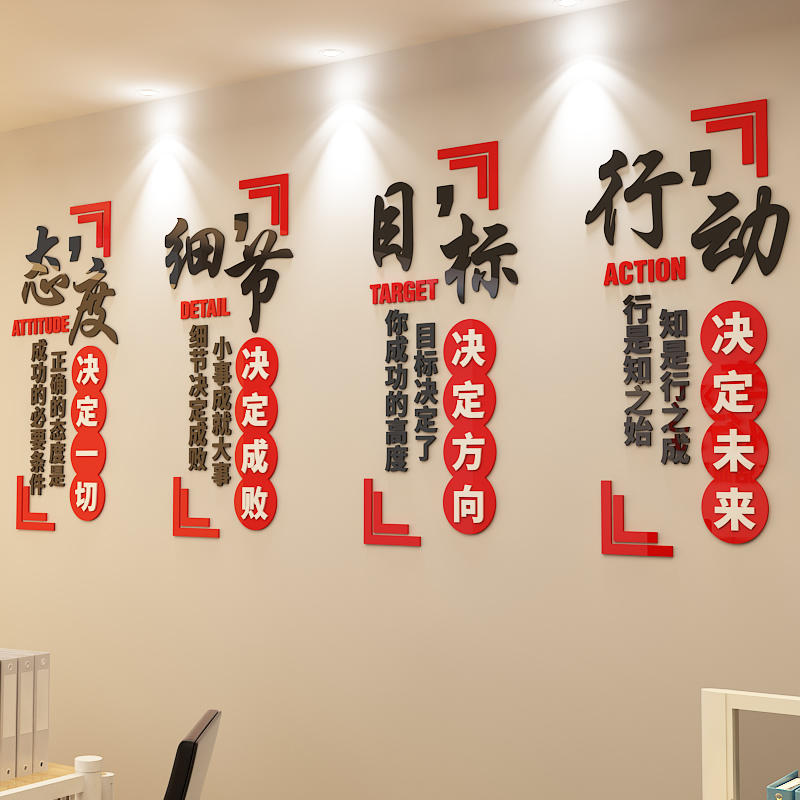 公司企业文化墙励志标语3d立体贴纸亚克力贴画办公室背景装饰墙贴-图1