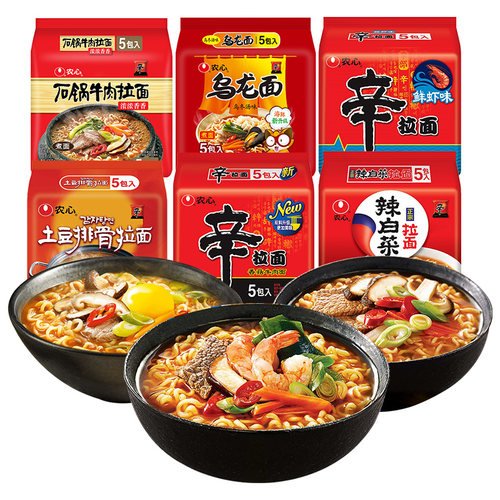 农心辛拉面香菇牛肉辣白菜乌龙鲜虾方便面袋装拉面国产煮面 - 图3