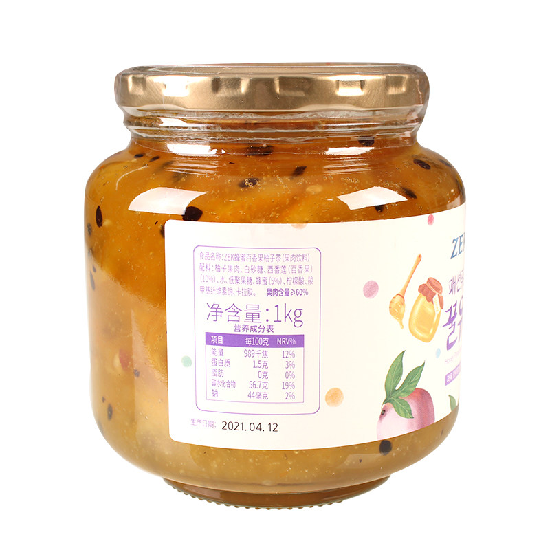 韩国进口zek原味百香果红西柚果酱 筋斗云食品蜂蜜果味茶