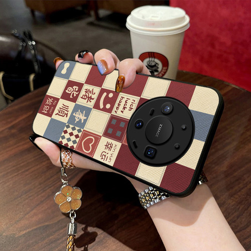 适用华为mate80手机壳mate70新款60保护套50硅胶40pro挂绳手链30全包防摔20女款诸事皆顺文字简约高级感外壳+ - 图0