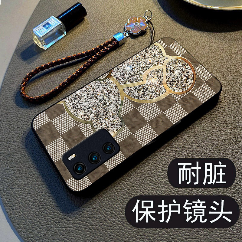 适用于华为p40手机壳新款p40pro保护套布纹硅胶p40pro+全包防摔网红挂绳女款高级感卡通熊青春版简约潮牌超薄