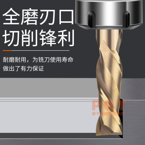 PQT 二刃合金铣刀加长涂层钨钢2刃键槽CNC刀具平底刀75/100/150长 - 图3