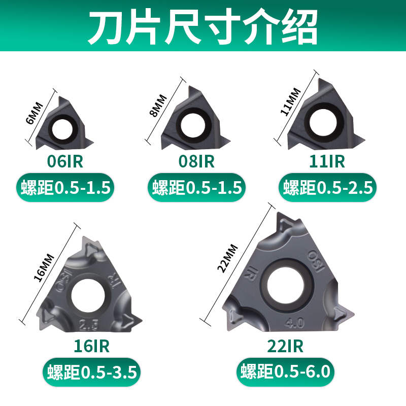 PQ淬T火螺纹刀片高硬款钛合金外挑牙刀粒16ER AG60 55度1.5 VP880 - 图2