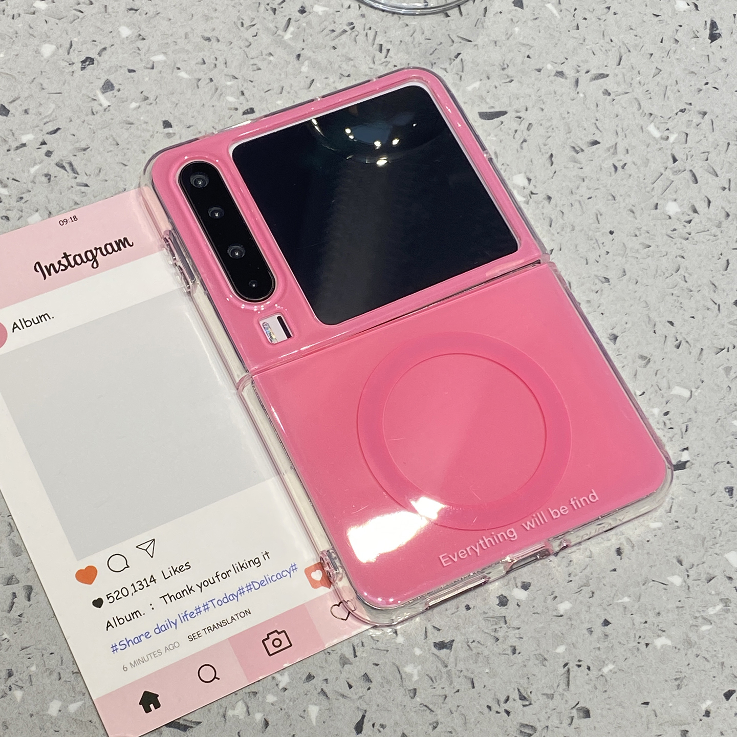 ins风玫红爱心支架适用华为purax折叠屏手机壳外壳Pocket2小米mixflip2三星zflip7磁吸6女款5软/pura/x典藏版 - 图1