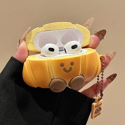 可爱立体牛角包带挂件适用苹果耳机保护套airpods4壳蓝牙新款airpodspro3三代二ipods3高级感1airpod个性创意 - 图1