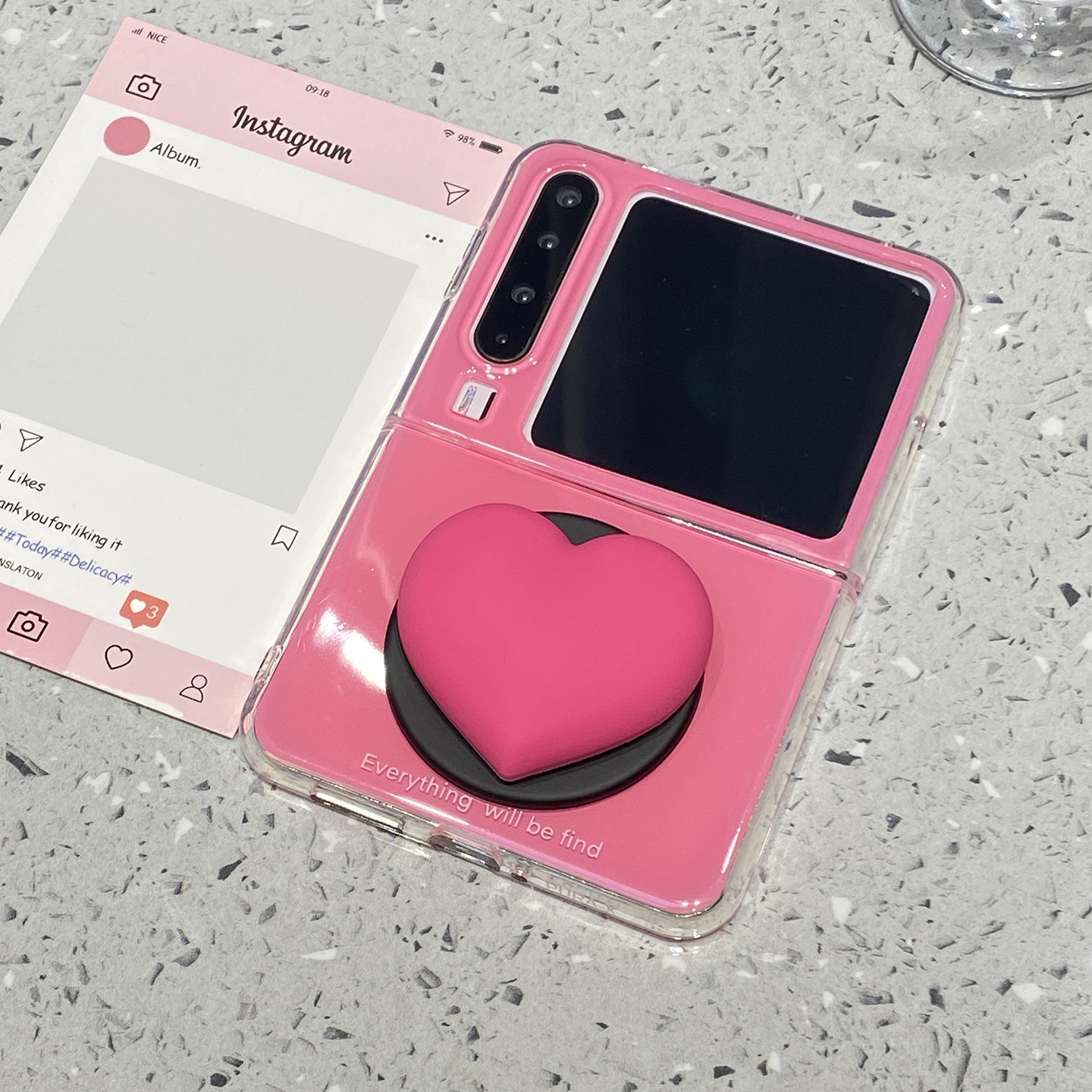 ins风玫红爱心支架适用华为purax折叠屏手机壳外壳Pocket2小米mixflip2三星zflip7磁吸6女款5软/pura/x典藏版 - 图2
