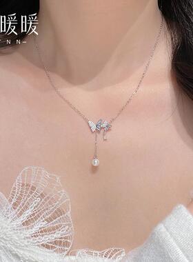 999纯银足银光影蝴蝶项炼女2025新款轻奢高级送闺蜜女友生日礼物