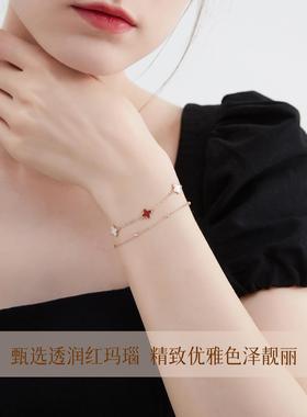 中国情人节送给女友的礼物S925银双层四叶三叶草手炼女士，可访问