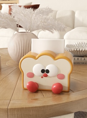 可爱卡通面包造型桌面纸巾盒