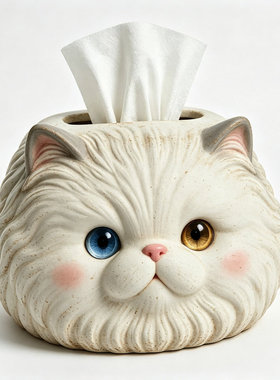 中古风波斯猫办公室桌面擦手纸巾盒新居入户卫生间防水抽纸盒摆件