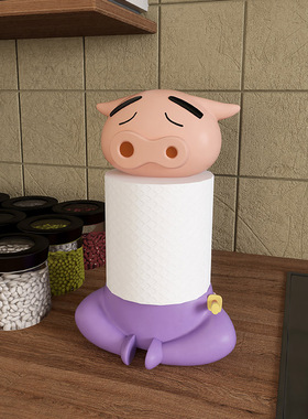 创意厨房立式洗脸巾收纳卷纸架子家用客厅肥嘟嘟左卫门装饰品摆件