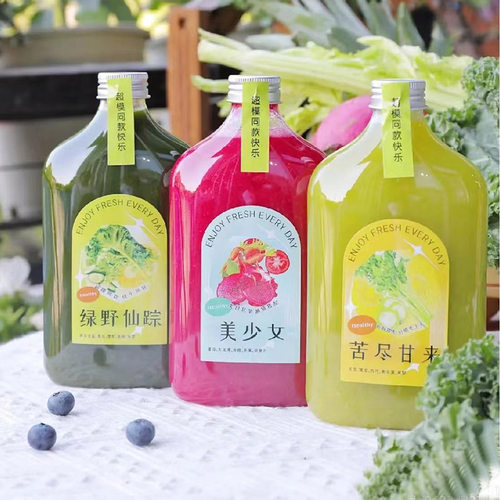 350ML果汁饮料扁瓶油柑茶 塑料刮油水冷泡奶茶 小摘堂奈雪的茶瓶 - 图1