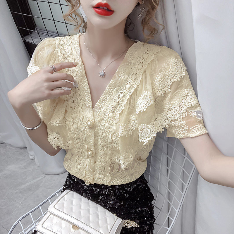 泡泡袖雪纺设计感小众2020夏季衬衫 慕可蝶衬衫