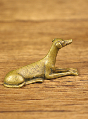 摆件复古黄铜实心书房桌面旺财狗