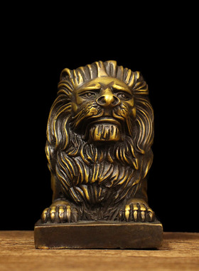纯铜狮子中式客厅摆件