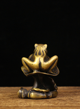 仿古风纯铜青蛙办公室桌面装饰品