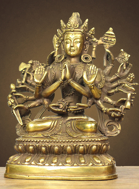 属鼠守护神黄铜千手观音准提佛母