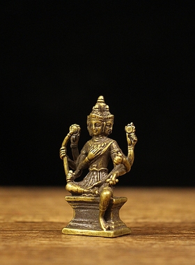 仿古纯铜泰国四面佛摆件大梵天王有求必应四面佛像泰式随身口袋佛