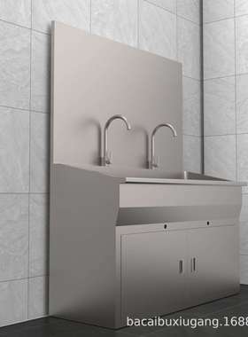 304不锈钢双槽洗手池实验室钢木展架洁净不锈钢洗手池