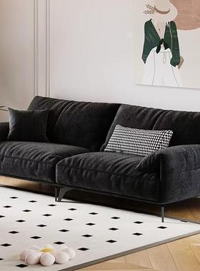 现代简约雪尼尔布艺沙发北欧风大小户型直排三人位绒布沙发