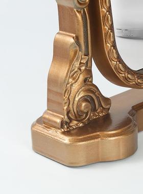 复古法式台式化妆镜桌面装饰镜巴洛克金色雕花可调节角度梳妆镜