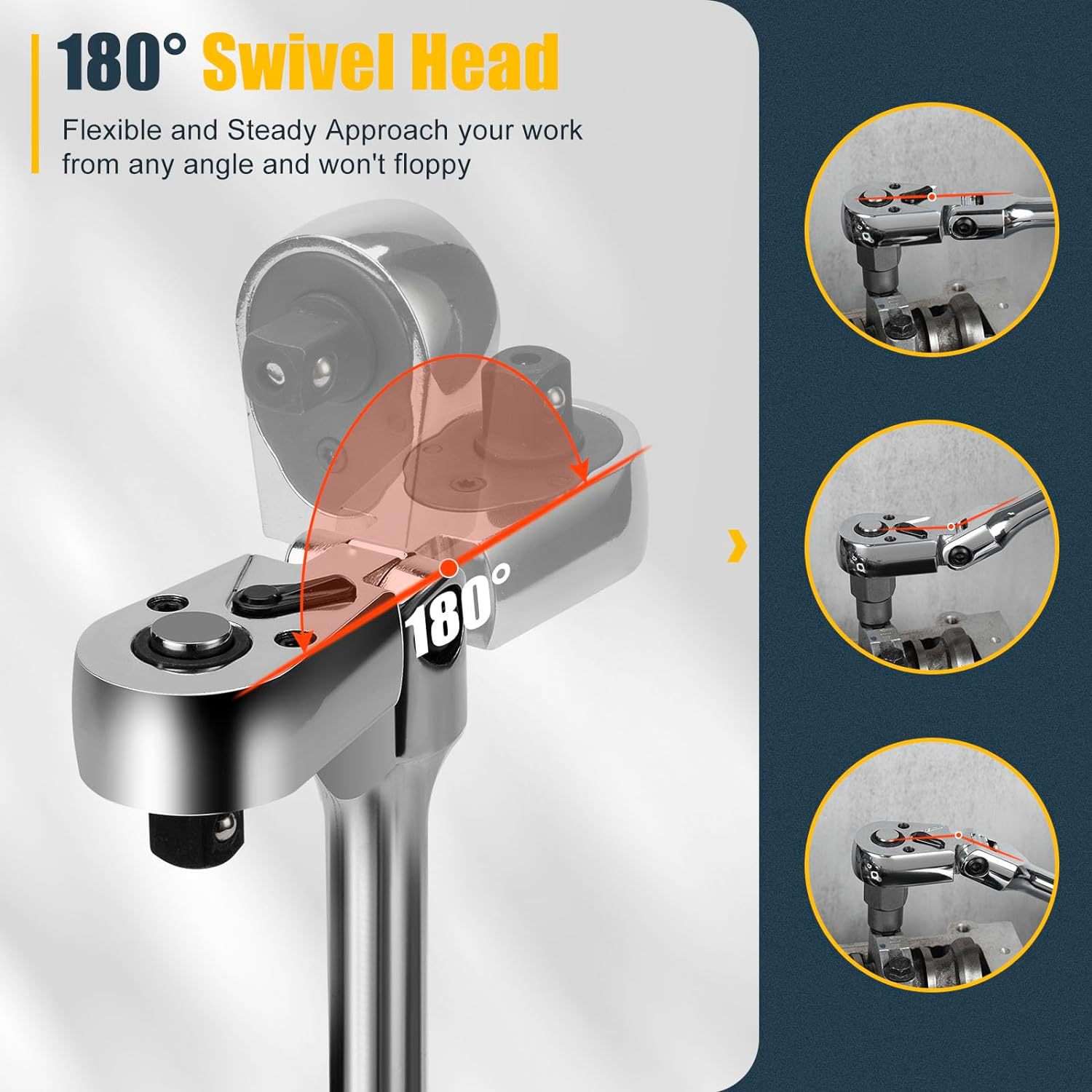 6件套摇头棘轮套装 6-Piece Flex Head Ratchet Set 1/4