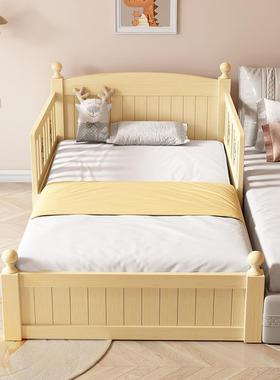 拉伸儿童床儿拼装实木伸缩婴儿宝宝抽拉儿童两用床架加长书房