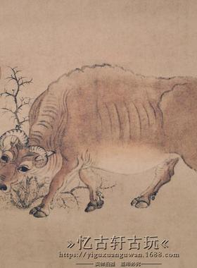 古玩织锦画挂画长卷画五牛图收藏挂件装饰摆件