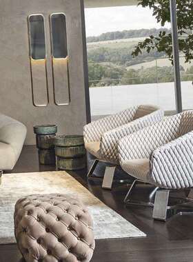 意式轻奢沙发椅后现代客厅休闲单人沙发椅设计师高端高定单人椅