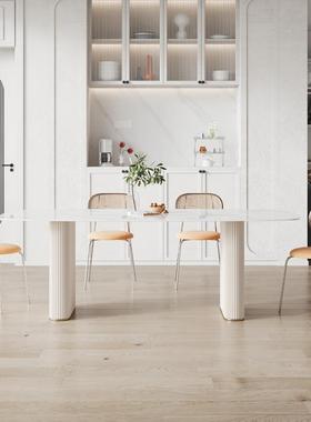 轻奢岩板餐桌椅子组合意式极简家用现代高端长方形饭桌Y806#