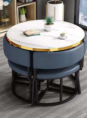 北欧网红办公室休闲小圆桌餐桌简约接待洽谈桌椅组合店铺会客桌椅