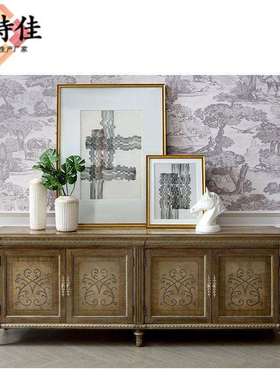 福溢家居意式利欧式电视柜电视台柜美式实木雕刻小户型卧室高柜储