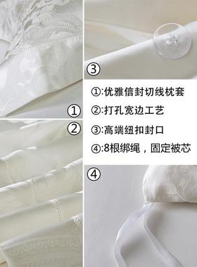 WBZ7桑蚕丝棉四件套真丝绸长绒棉提花美式家纺被套欧式床上用品