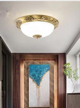 欧式全铜吸顶灯美式复古中式卧室阳台过道书房玄关走廊圆形吸顶灯